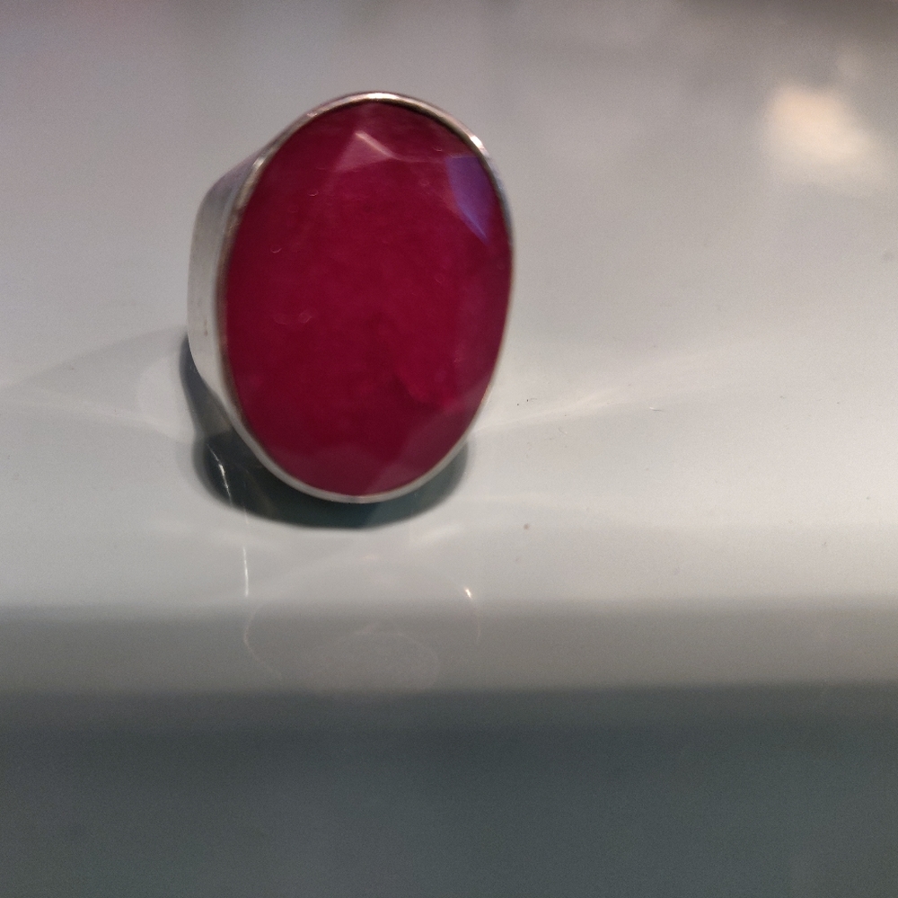 Striking Rough-Cut Ruby, Sterling Silver Ring